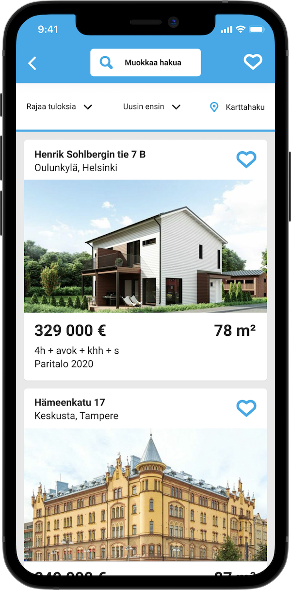 Selaa asuntoja