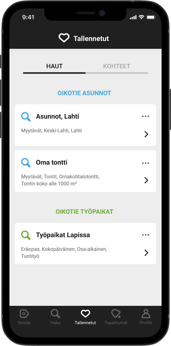 Tallenna haut ja suosikit